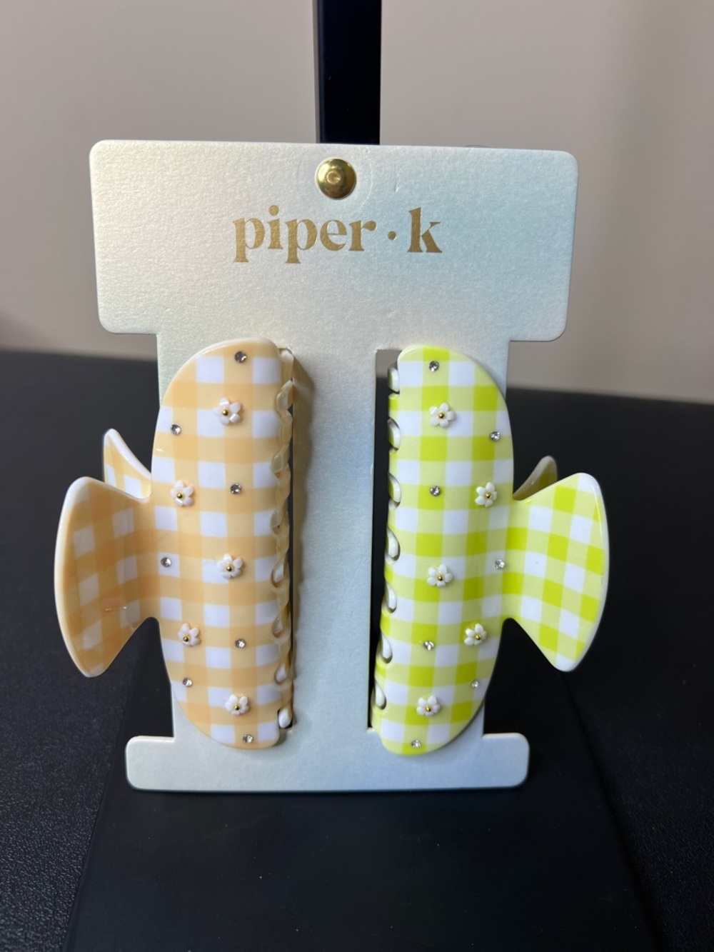 Piper K | Large Gingham Daisy Hair Clips